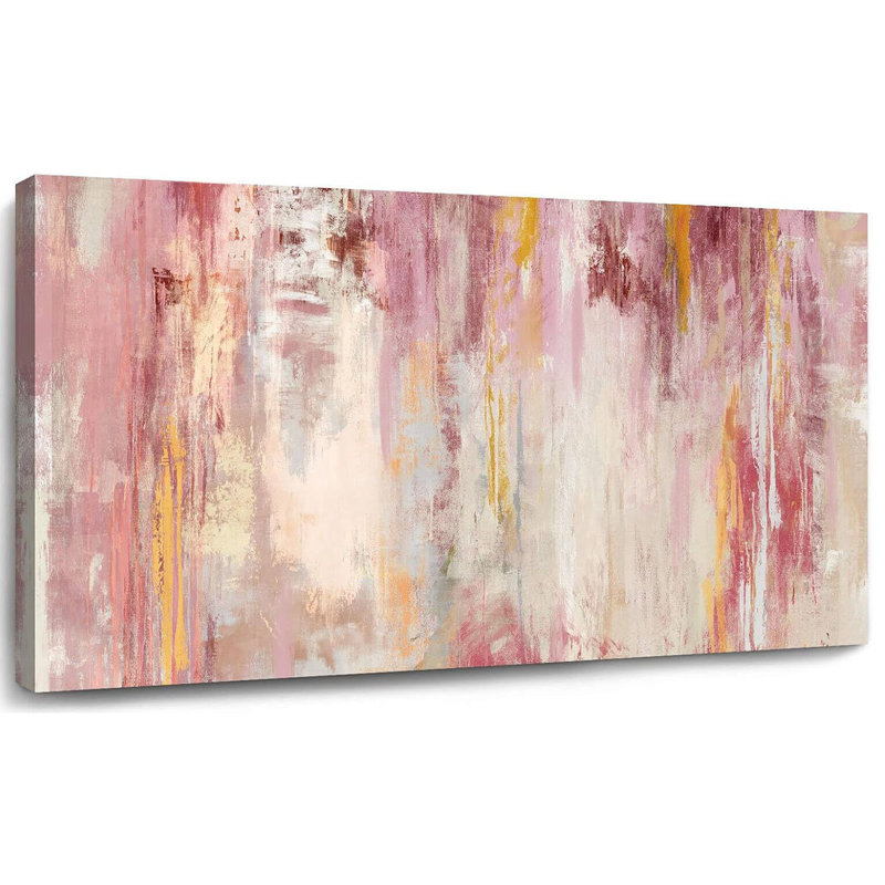 Canvas Wall Art Pink Wall Decor Abstract Paintings Room Decor For Teen Girls Wall Art Decor Living Room Aesthetic Wall Decorations For Bedroom 24X48 Inch