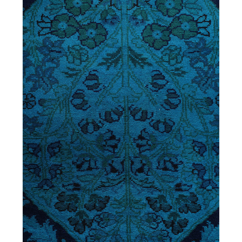 Overdyed Hand-Knotted Wool Modern-Contemporary Blue Area Rug 3' 3" x 5' 2"