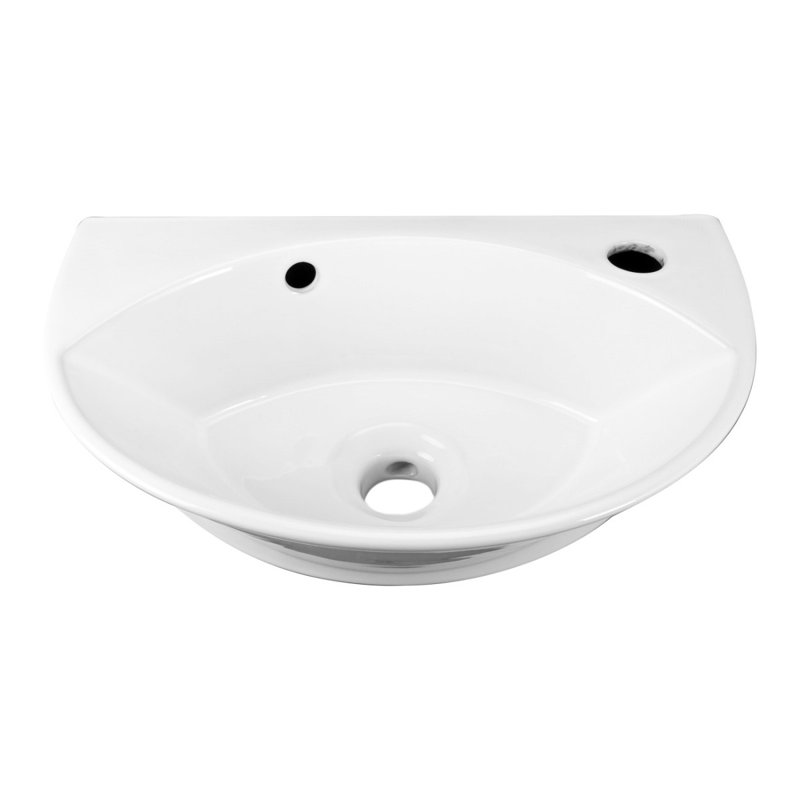 Lavabo de salle de bain mural en porcelaine vitreuse avec trop-plein 17 po