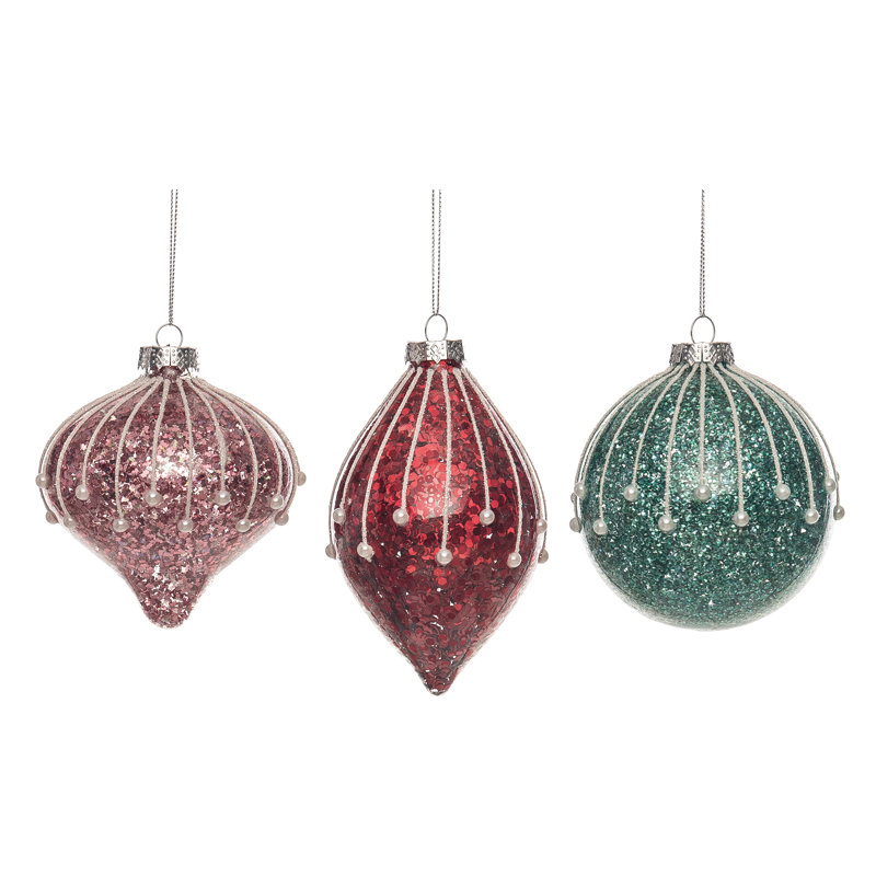  Ensemble de 3 décorations de Noël en verre