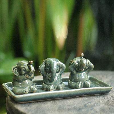 Elephant Lessons Ceramic Figurines (Set of 3)