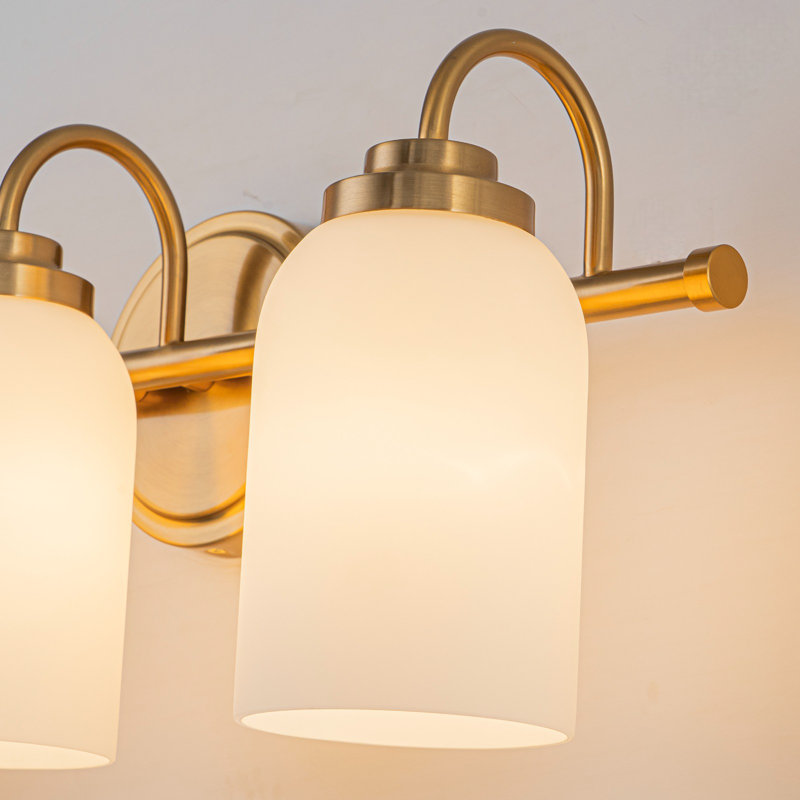 Luminaire de salle de bain à intensité variable avec abat-jour en verre blanc, 3 Lights, H 8,78 po x l 19,7 po x P 6,6 po
