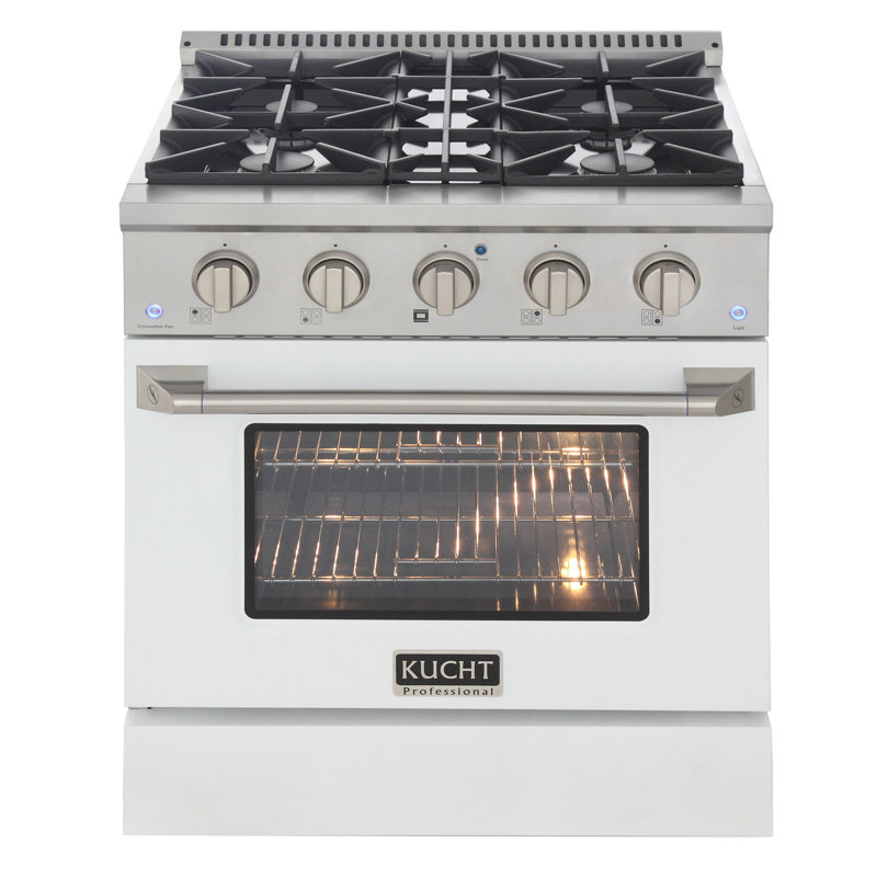Kucht 30'' W Dual Fuel Free Standing Range, White, Natural Gas