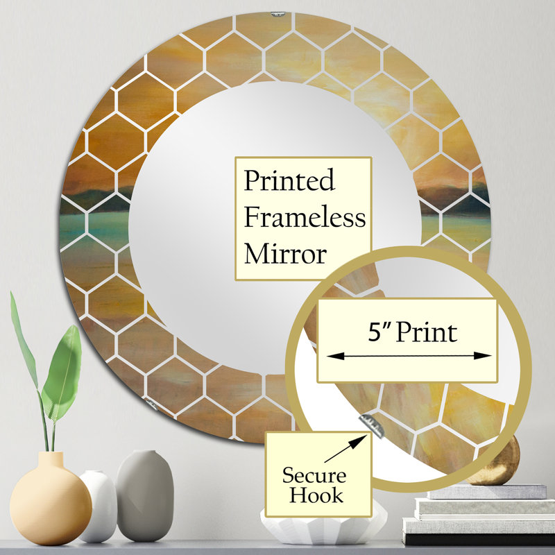 Miroir mural Coastal, jaune Sunset Horizon, 24 po x 24 po