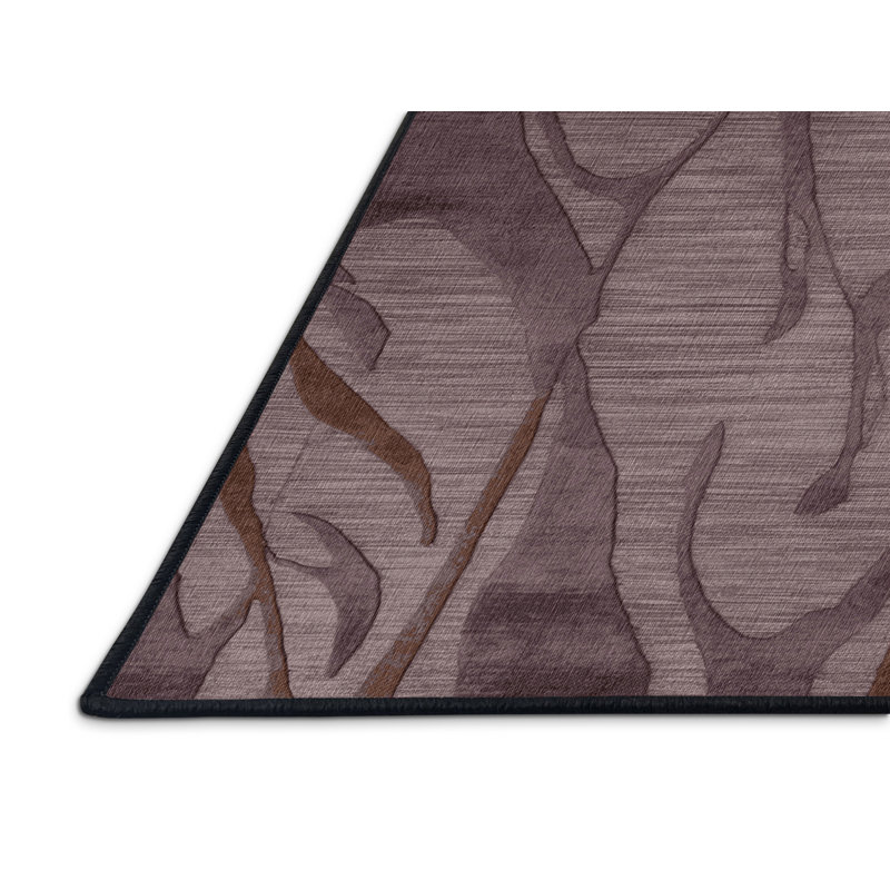 Machine Washable Abstract Black Area Rug, Round 3'
