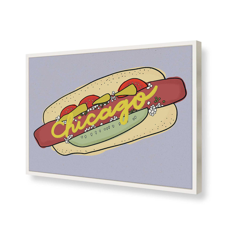 «Chicago Hot Dog» par Deny Designs, reproduction d'art, 12 x 16, Blanc, Impression encadrée