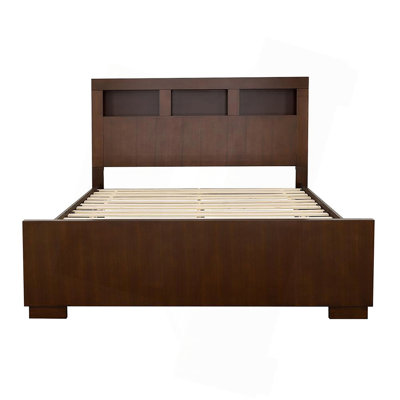 Cappuccino Queen Bed With Bookcase Headboard, Modern Design And Practical Storage For A Cozy Bedroom