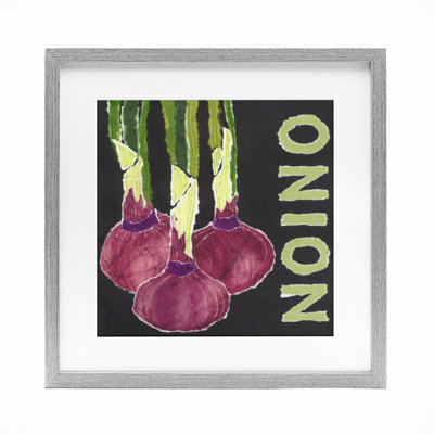 Collaged Garden Onion Framed Print Under Glass, design by Nancy Overton