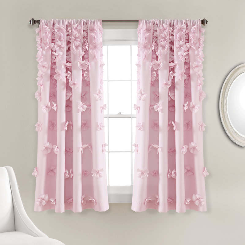 Panneau de rideau simple semi-diaphane à motif floral avec passe-tringle Riley, L 54 po x L 84 po, Lilas