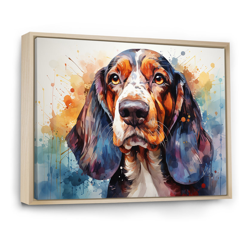 Chien basset hound beauté I, Cadre naturel flottant, L 44 po x H 34 po x P 1,5 po