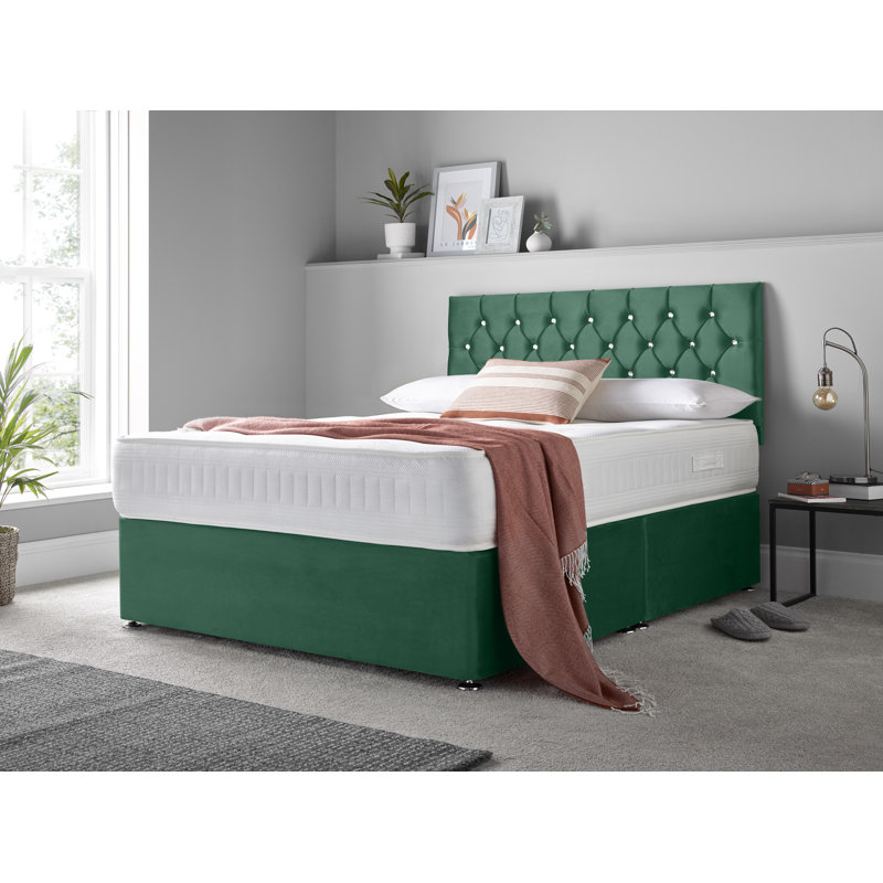 Maebel Divan Bed Set, Green, Small Single (2'6), Foot-end Drawers