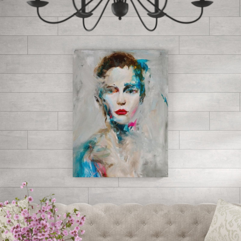 «Neon Portrait III» par Samuel Kane - Peinture, H 24 po x l 32 po x P 1,5 po, Extérieur