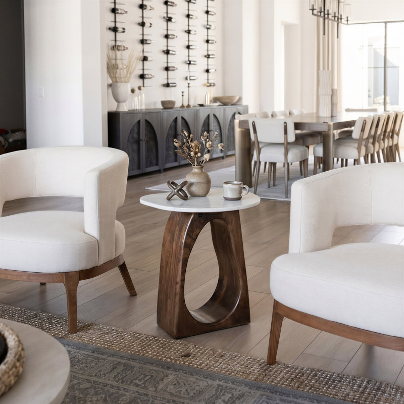 Table d'appoint Vara blanc et noyer