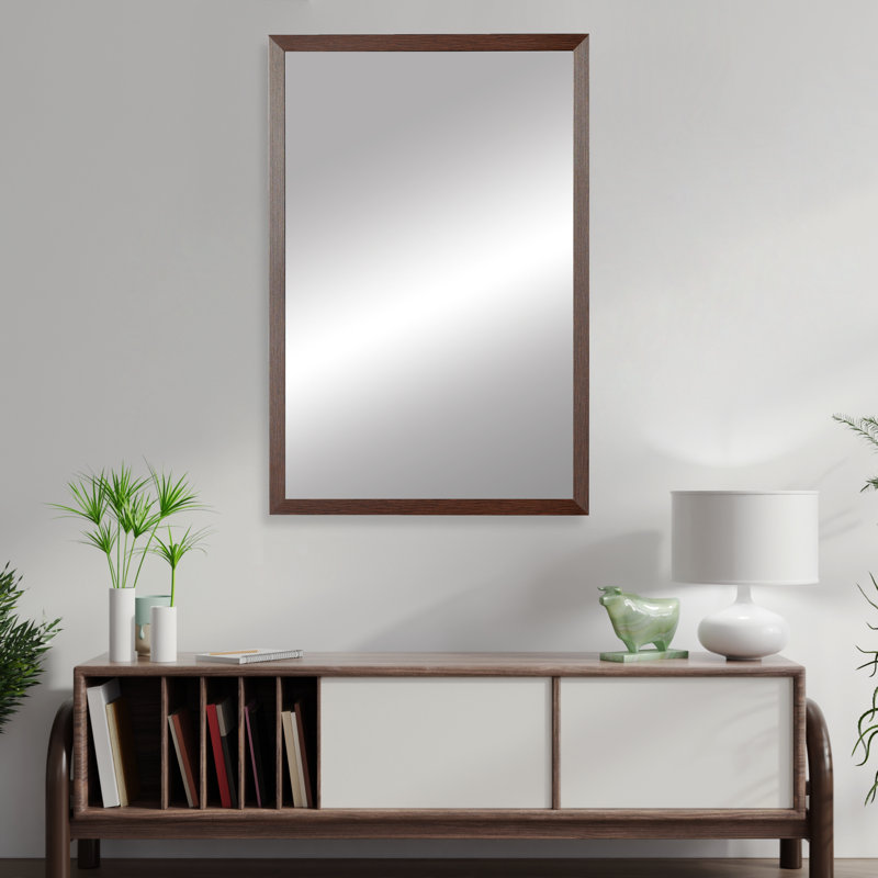 Wood Framed Mirror with Safety Backing Ideal for Bathroom / Vanity Mirror Ellis Collection, Pure White, 26" x 56"
