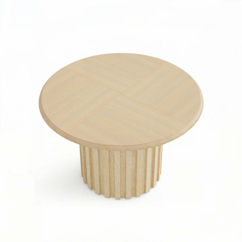 Table de salle à manger de 47 po pour 4 personnes, table de salle à manger en bois avec piédestal cannelé