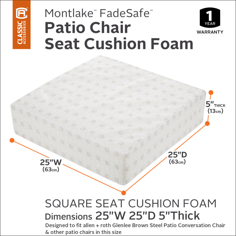 Pina Outdoor Lounge Chair Chair Pad, 5" H x 25" W x 25" D