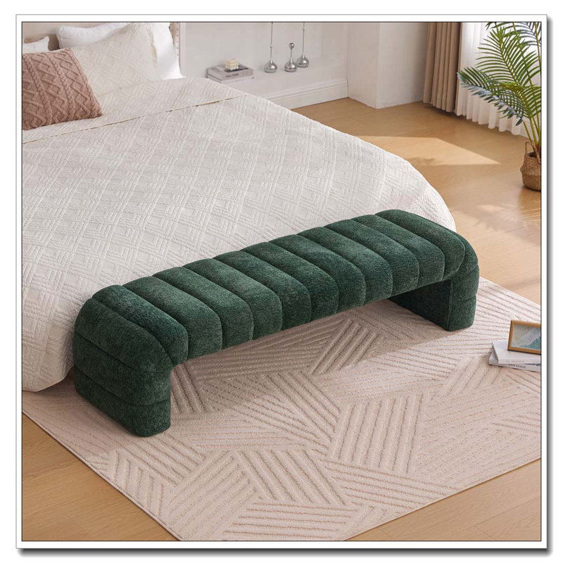 Banc rembourré en chenille, Vert