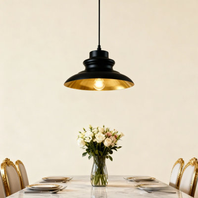Modern Pendant Light With Adjustable Length & Rust Resistant Finish - Black