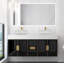 Meuble-lavabo mural moderne de luxe avec comptoir à surface solide de 60 po et vasque ronde en verre-103233078