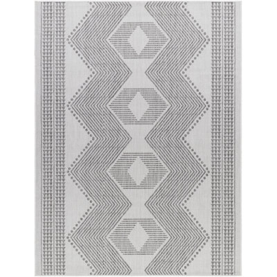 Angadreme Geometric Machine Woven Polypropylene Indoor / Outdoor Area Rug in Light Gray