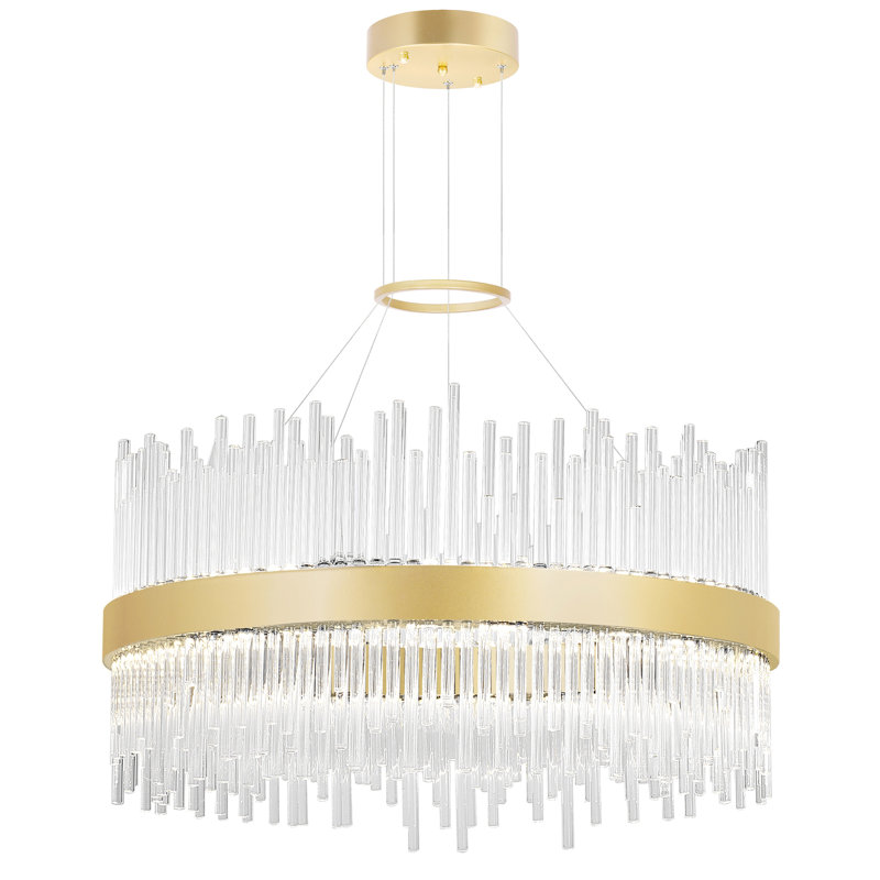 24'' Round LED Chandelier with Medallion Gold Finish – Integrated LED – Transitional Design – Ideal for Dining Room, Living Room, Entryway