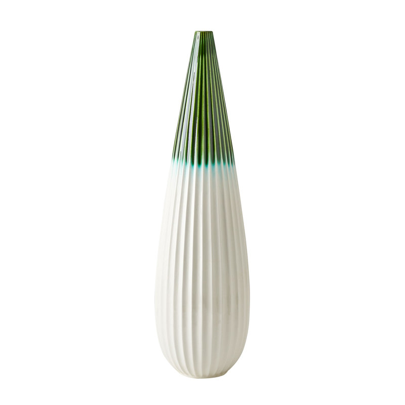Furrow Handmade Ceramic Table Vase, 22.25" H x 6" W x 6" D, Deep Green