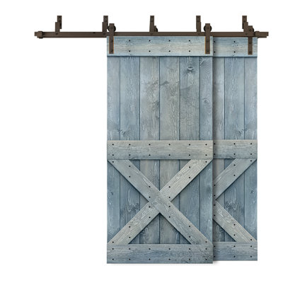 84'' Solid Wood Paneled Painted without Installation Hardware Kit Barn Door