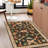 Floral Machine Washable Rug with Non-Slip Backing, Soft Thin Low Pile Non Shedding Floor Carpet, Indoor Foldable Printed Accent Mat for Living Room/Nursery/Bedroom-2015622605