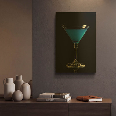 Tableau mural en métal doré « Blue Curacao » de luxe, 30,5 x 40,5 cm