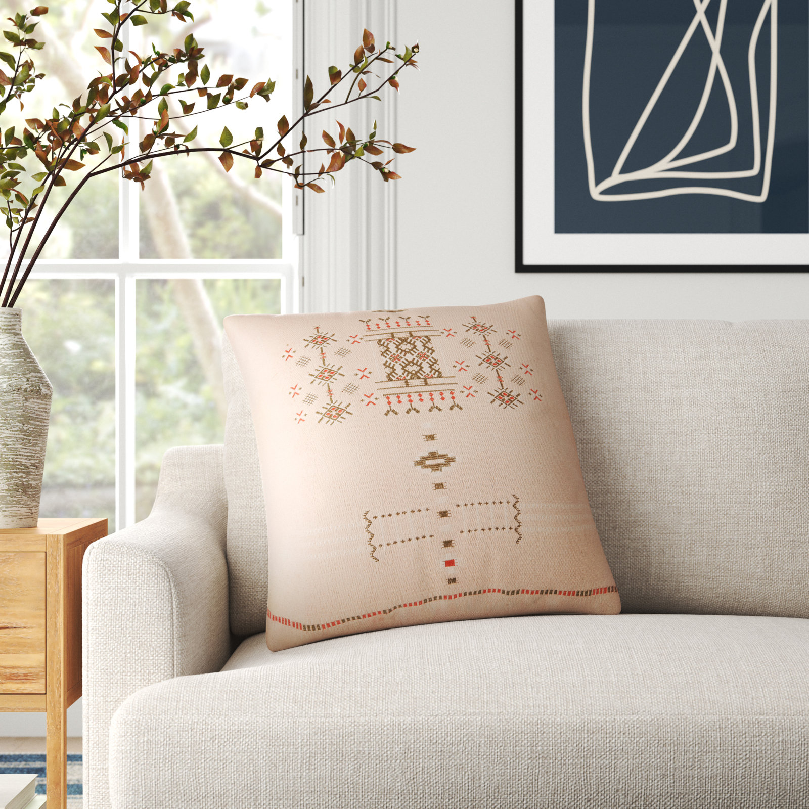 Mikes Embroidered Throw Pillow, No Fill