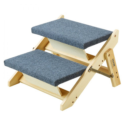 Escaliers / marches en bois pour animaux de compagnie, escalier pliable pour chien en bois 2 en 1 pour lits, canapés et voitures, escalier pour chien et rampe avec 2 marches pour petit animal moyen, jusqu'à 110 lb