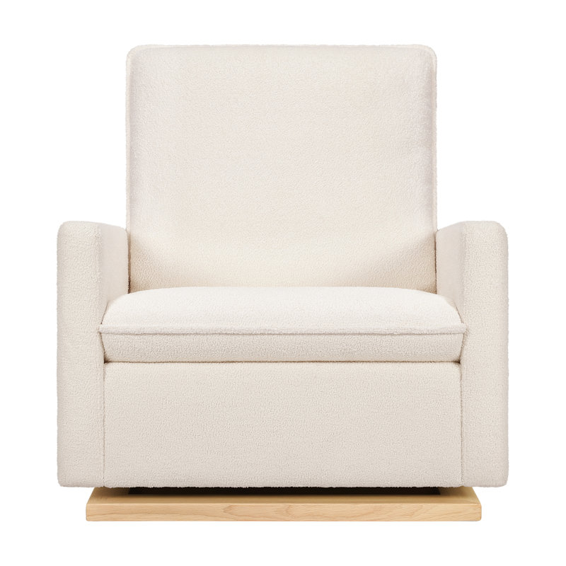 Chantilly Fleece Pillowback Glider with Light Wood Base