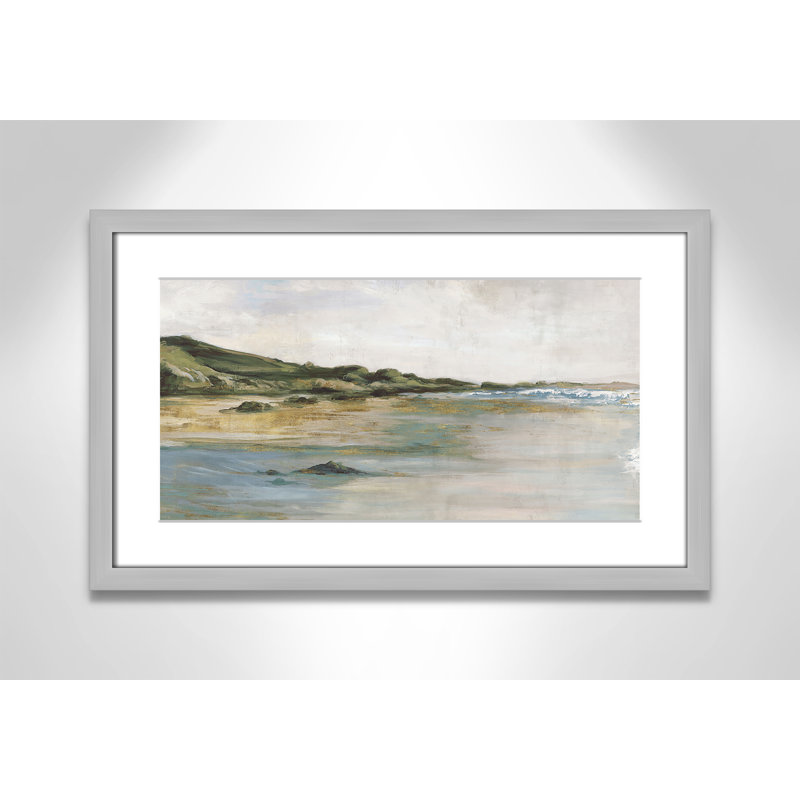 Impression «Tide’s Edge» par Casa Fine Arts, Argent argent, Reproduction encadrée avec passe-partout