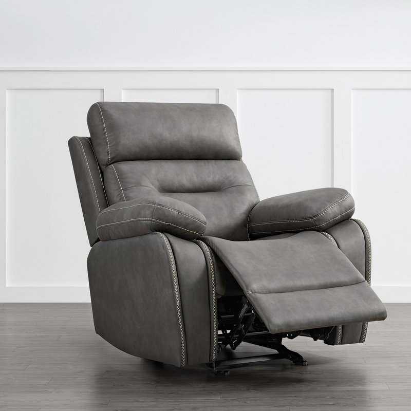 Jacelynn 39'' W Rocker Glider Transitional Upholstered Recliner, Gray Polyester