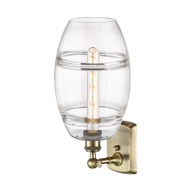 Bettylou Steel Armed Sconce, Clear, 10.88" H x 8" W x 8.13" D, Antique Brass