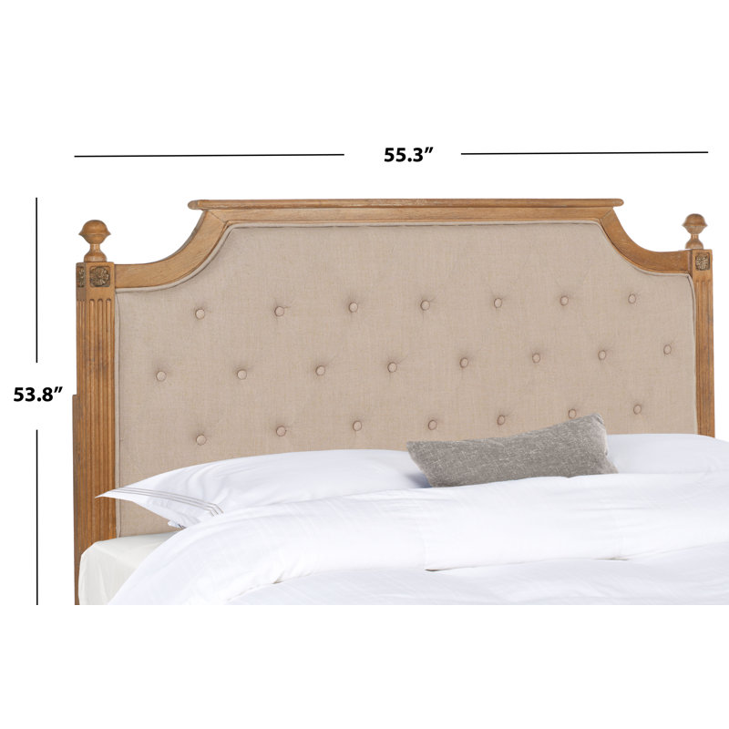 Beige Tufted Linen Upholstered Full Headboard