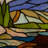 14"H Bear Stained Glass Window Panel