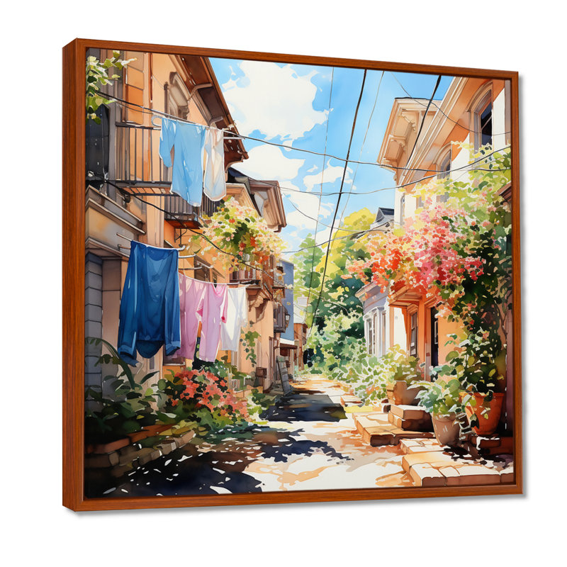«Italian Village», reproduction de scène rustique sur toile - Jour de lessive en Italie II, H 16 po x l 16 po x P 1 po