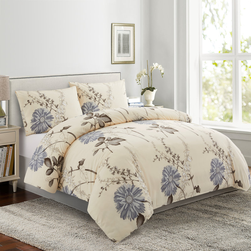 Ensemble de draps-housse de couette en bambou imprimé, Housse de couette très grand et 2 taies d'oreille