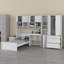 Lit plateforme multifonctionnel avec bureau, garde-robe, armoires, tiroirs et tablettes-793766935