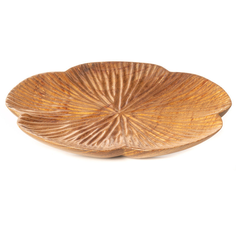 Flower Tenzara Teak Wood Plate