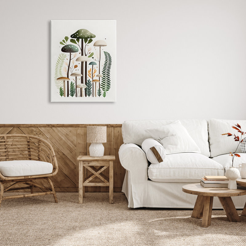 Champignons verts fantaisistes sur toile, H 40 po x l 30 po x P 1,5 po