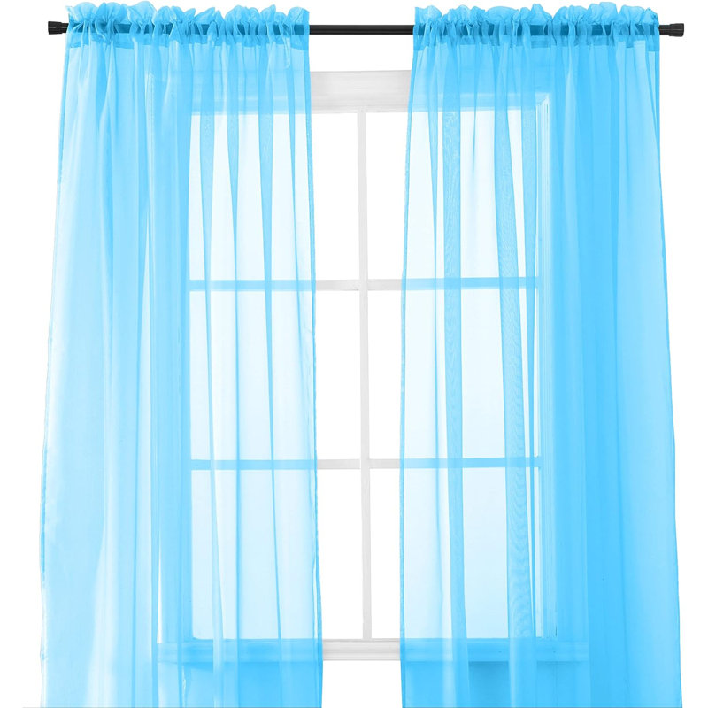 Yaelle Semi Sheer Curtain Pair, 60" W x 84" L, Turquoise