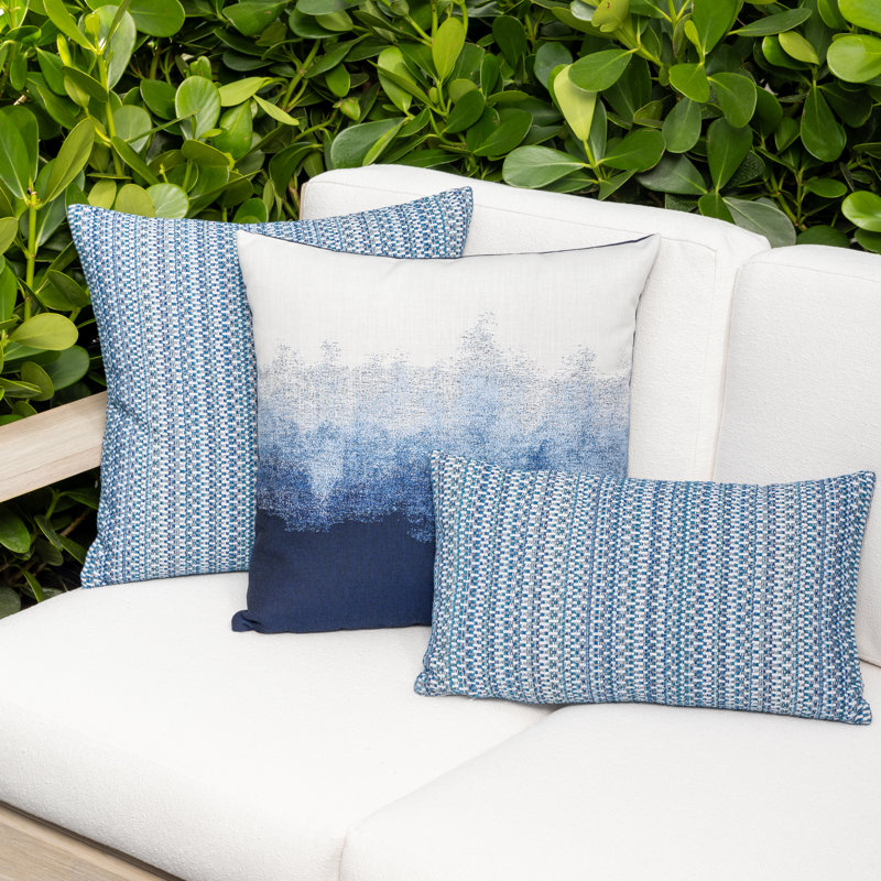 Kaleidoscope Indoor/Outdoor Pillow Cover & Insert, Indigo, 12" x 20", Rectangular