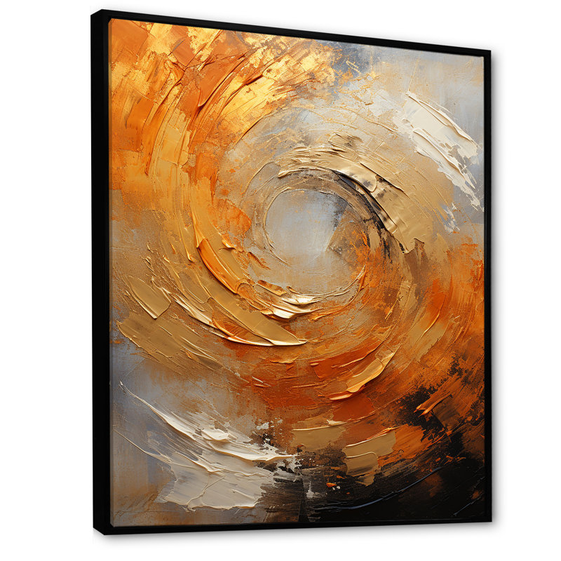 «Gold Orange Desert Mirage Spiral», reproduction sur toile à spirales abstraites, H 44 po x l 34 po x P 1,5 po