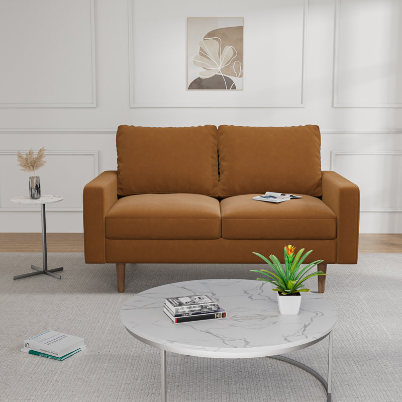 Markham Square Arm Sofa Loveseat, Ginger Velvet, 33" H x 70" W x 32" D