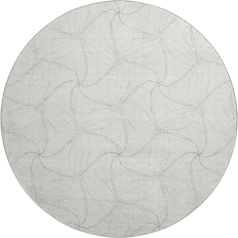 Premium Machine Washable Prisco Ivory Rug, Round 8'