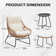 Ensemble de conversation d'extérieur 3 pièces avec coussins, repose-pieds et table d'appoint 3 pièces