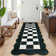Washable Scalloped Rug Modern Checkerboard Rug Non Slip, Soft Non Shedding Thin Carpet, Indoor Low Pile Foldable Carpet, Contemporary Printed Mat for Living Room Bedroom