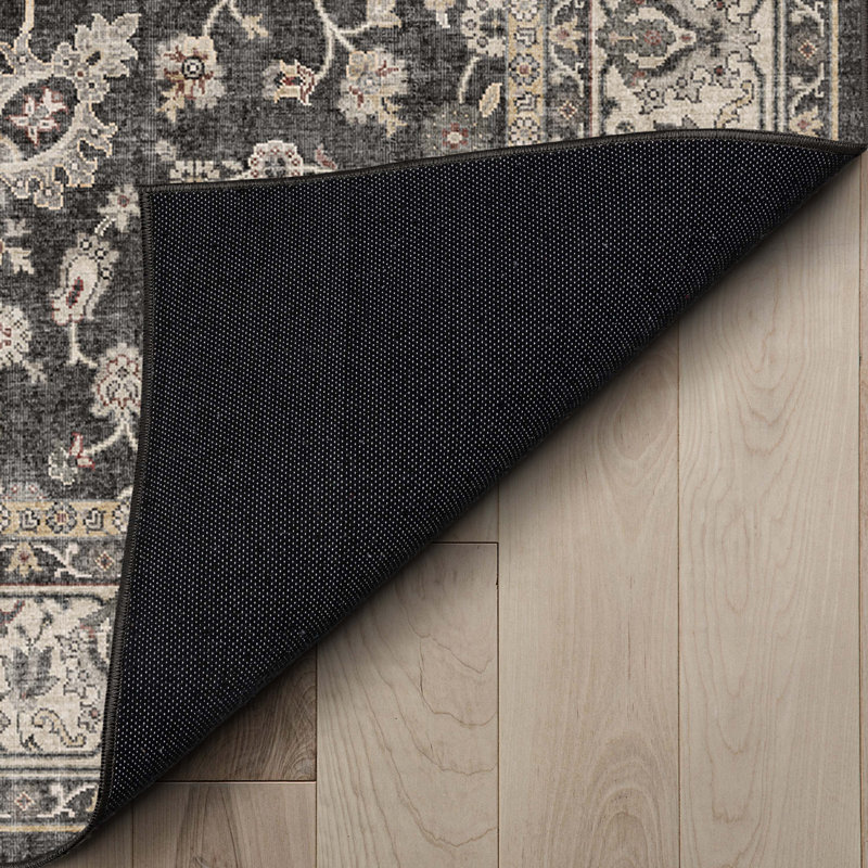 Tapis noir persan oriental rétro Dyrk Rome, Rectangle 3 pi 3 po x 5 pi